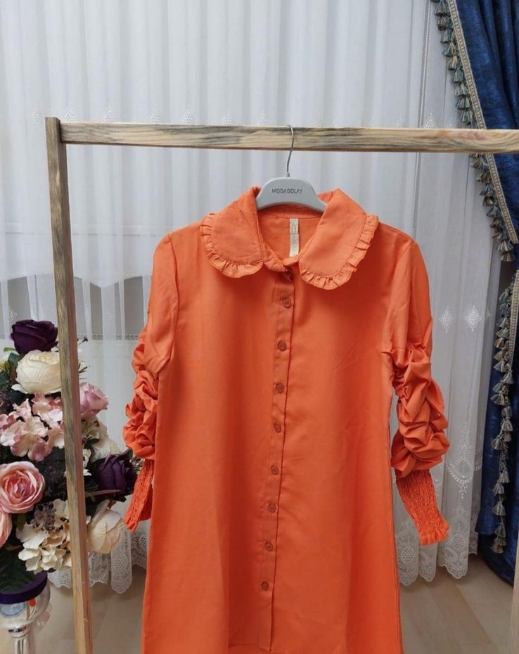 Büzgülü kol tunik - Görsel 5