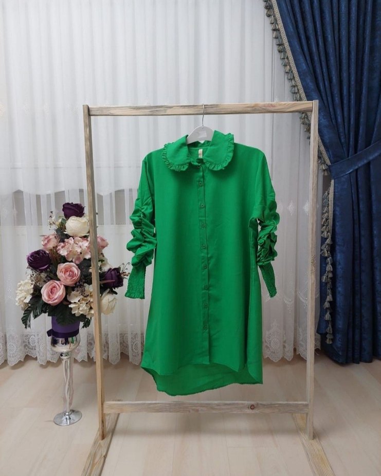 Büzgülü kol tunik - Görsel 2