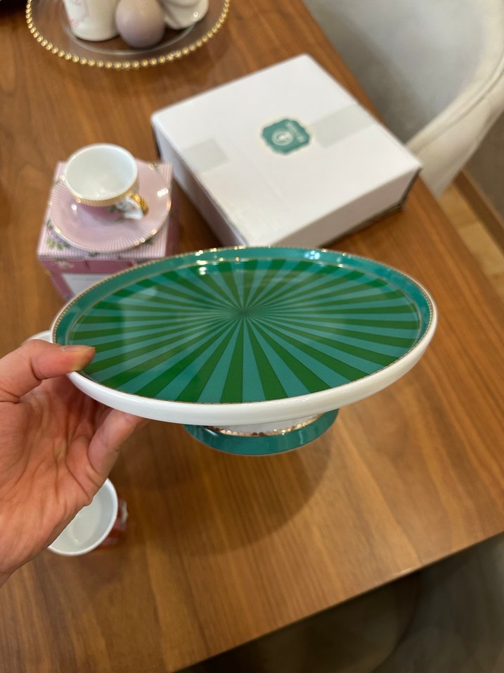 Pip Studio yeşil Love birds kek standı - Görsel 5