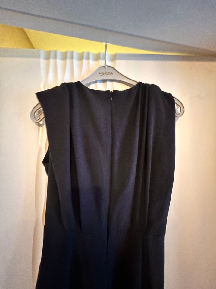 Drapeli Siyah Kadın Uzun Tulum - Görsel 5