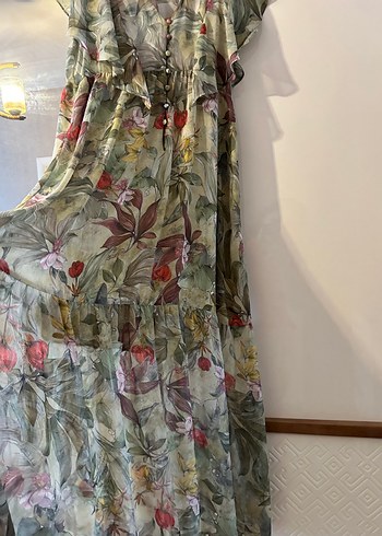 Çiçek Desenli Uzun Bohem Elbise - Görsel 3