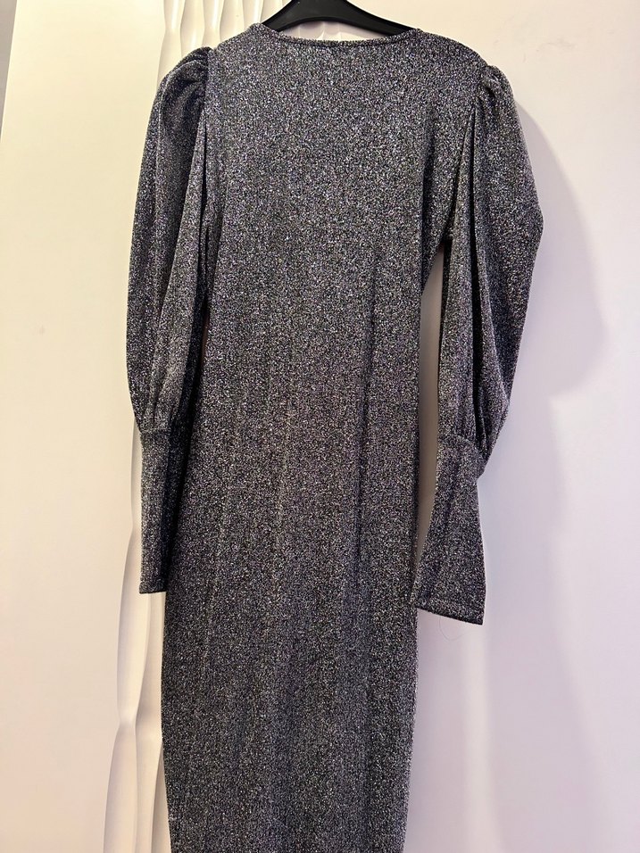 Gri Drapeli Uzun Kollu Abiye Elbise - Görsel 5