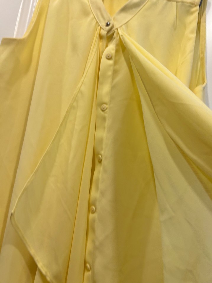 Tatlı sarı şifon Salaş Bluz - Görsel 3