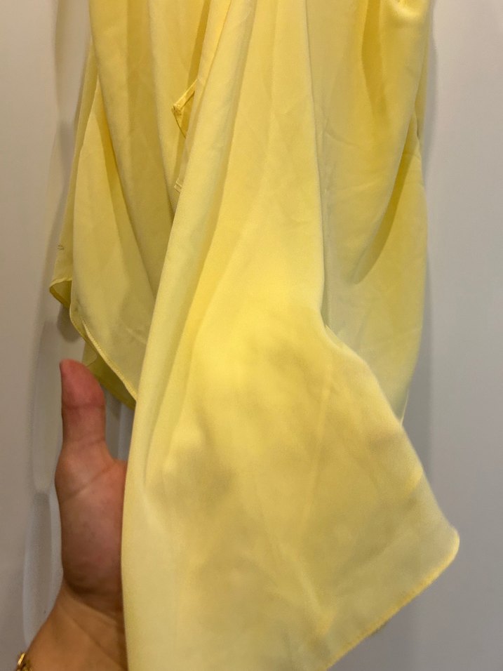 Tatlı sarı şifon Salaş Bluz - Görsel 2