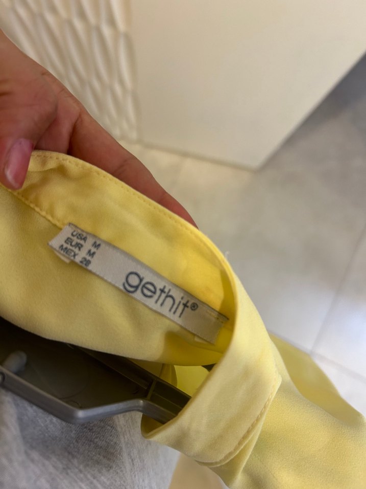 Tatlı sarı şifon Salaş Bluz - Görsel 4