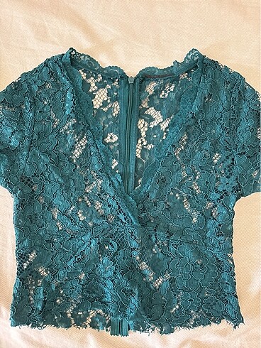 H&M Dantel turkuaz bluz