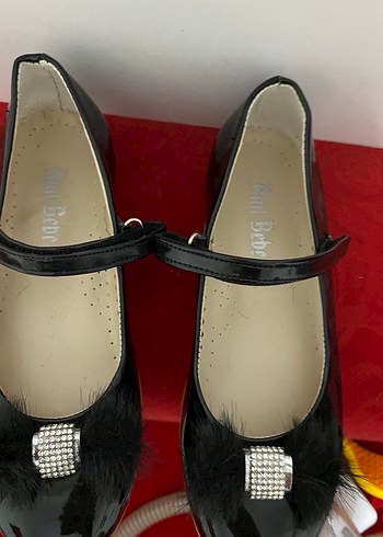 Rugan kız Çocuk Siyah Kürklü Babet Ayakkabı - Görsel 3