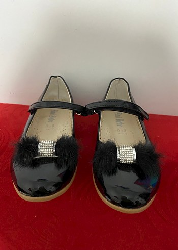 Rugan kız Çocuk Siyah Kürklü Babet Ayakkabı - Görsel 2