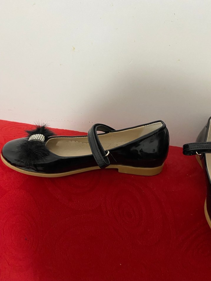 Rugan kız Çocuk Siyah Kürklü Babet Ayakkabı - Görsel 4