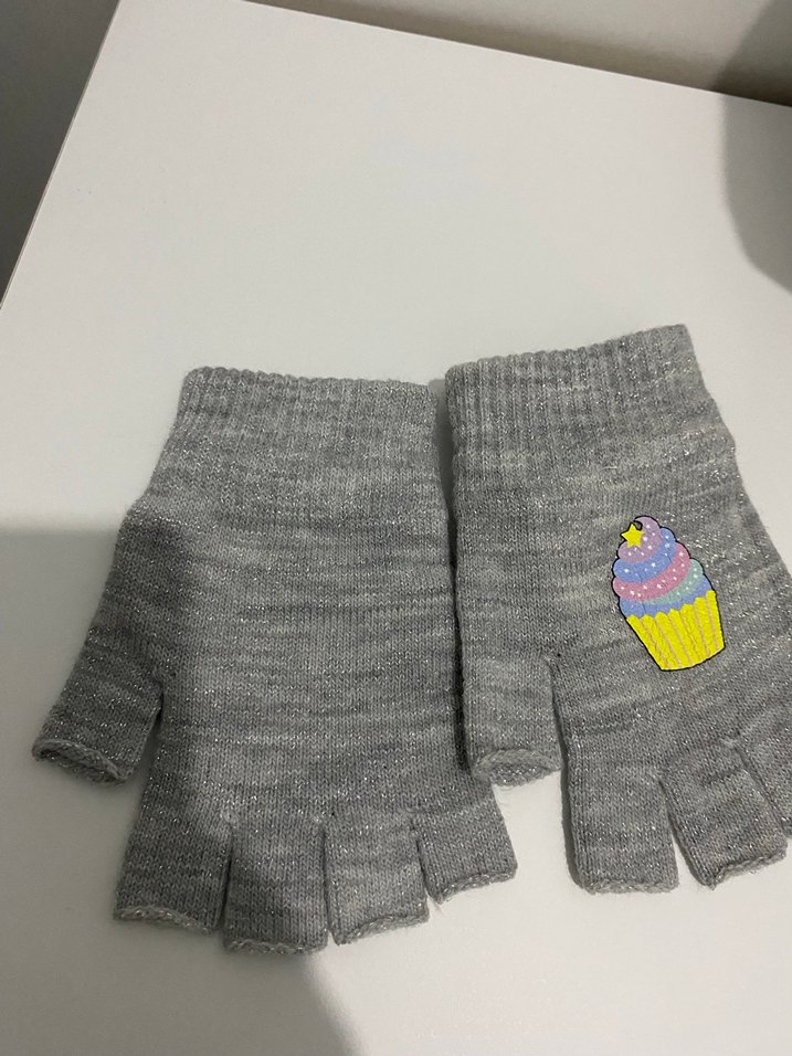 Kız Çocuk Gri Örgü Parmaksız Eldiven10 12yaş - Görsel 2