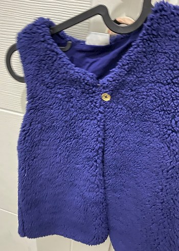 Kız Çocuk Mavi Düğmeli Yelek 5 6 yaş 110-116cm - Görsel 2