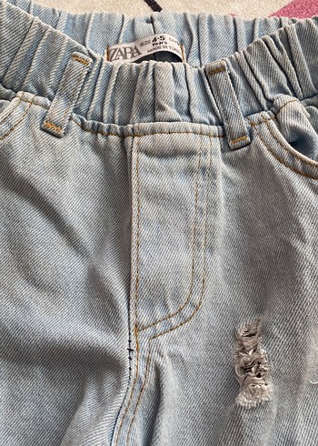 Zara Gevşek Kesim Yırtık Mavi Kadın çocuk Pantolon