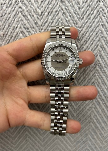 Rolex Klasik Gri Beyaz Erkek Kol Saati - Görsel 4