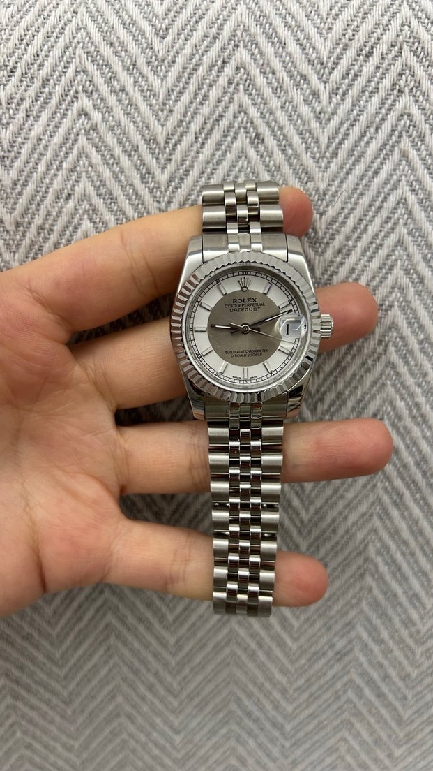 Rolex Klasik Gri Beyaz Erkek Kol Saati - Görsel 3