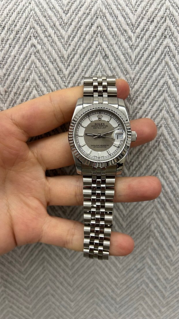 Rolex Klasik Gri Beyaz Erkek Kol Saati - Görsel 4