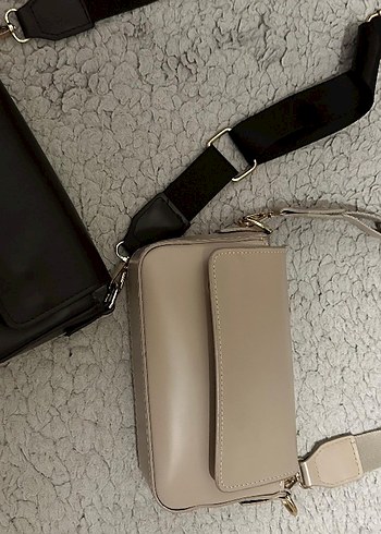 Bej Deri Kadın Çanta Tokalı Modern Klasik - Görsel 2