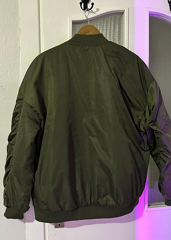 Haki Renkli Fermuarlı Salaş Street Wear Kadın Ceket - Görsel 5