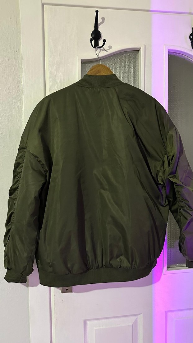 Haki Renkli Fermuarlı Salaş Street Wear Kadın Ceket - Görsel 5