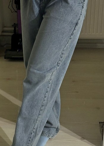 Gri Loose Fit Midi Kadın Kot Pantolon - Görsel 2