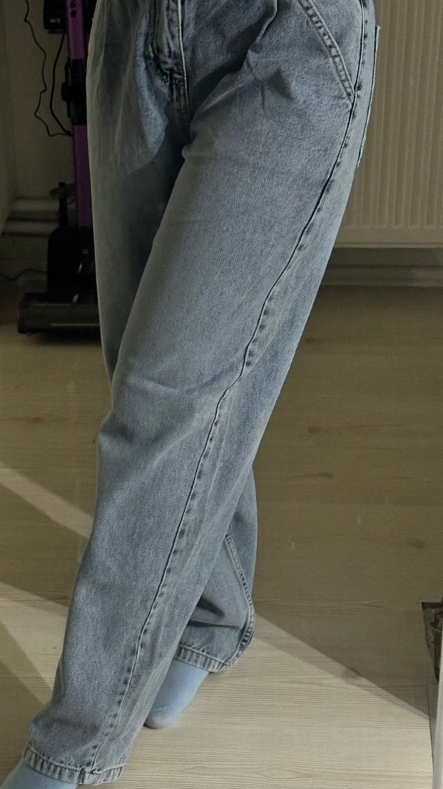 Gri Loose Fit Midi Kadın Kot Pantolon - Görsel 2