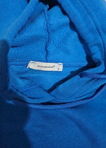 Kadın Mavi Kapüşonlu Salaş Sweatshirt - Görsel 3