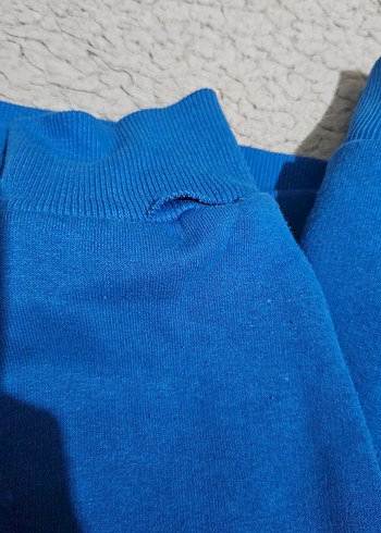 Kadın Mavi Kapüşonlu Salaş Sweatshirt - Görsel 2