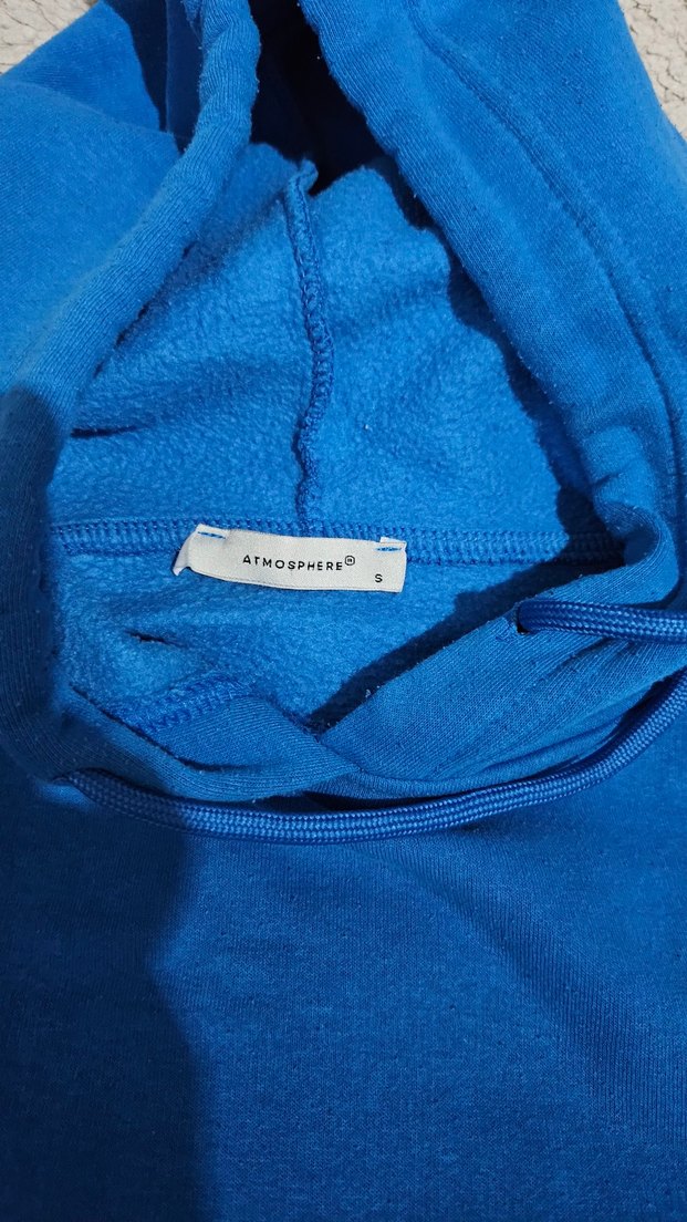 Kadın Mavi Kapüşonlu Salaş Sweatshirt - Görsel 3