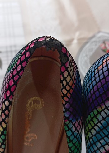 Renkli Yılan Desenli Yüksek Topuklu Kadın Stiletto - Görsel 9