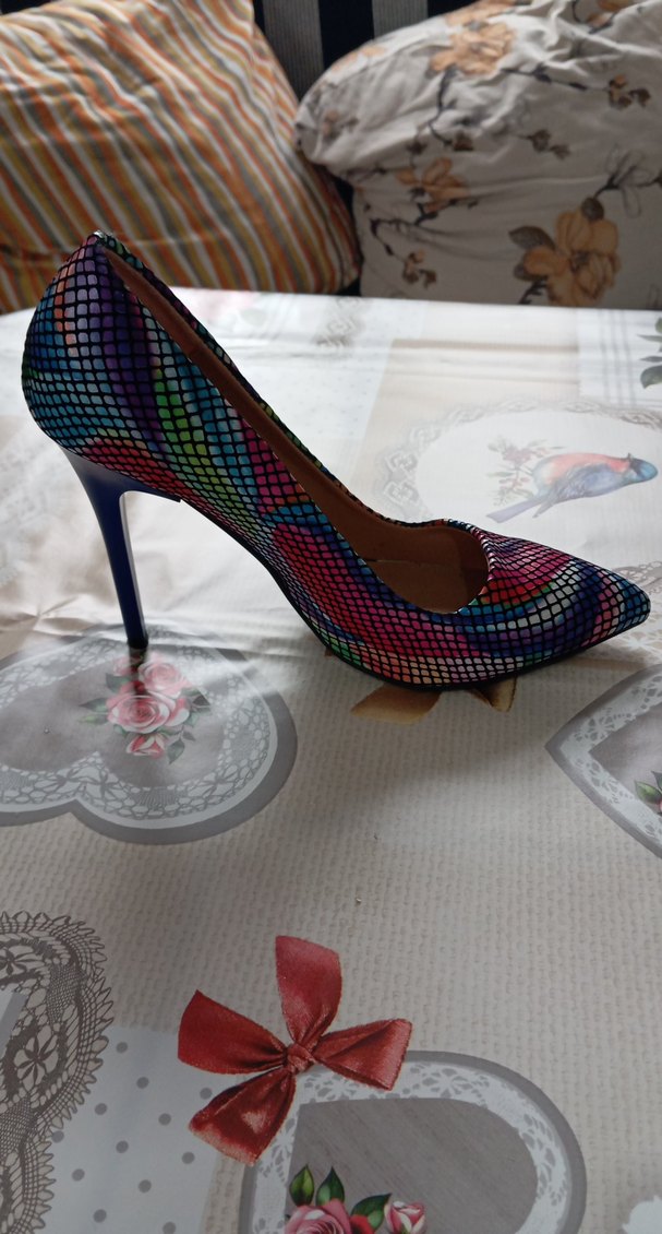 Renkli Yılan Desenli Yüksek Topuklu Kadın Stiletto - Görsel 3