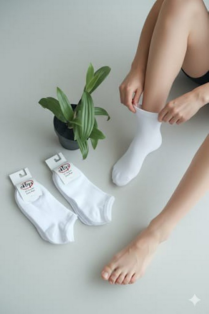 Eklips Beyaz Patik Çorap 5 li. - Görsel 3