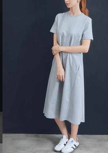 Basic cepli oversize günlük rahat kalıp kadın elbise