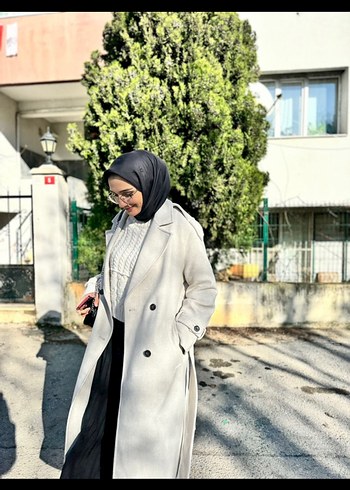 Bershka Bej Çift Düğmeli Kaban