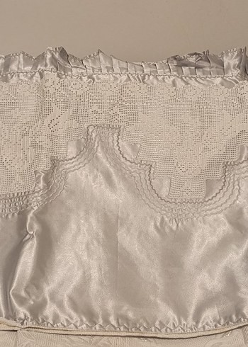 Nakışlı Beyaz Gri Yastık Kılıfı - Görsel 4