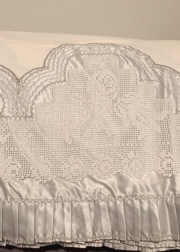 Nakışlı Beyaz Gri Yastık Kılıfı - Görsel 3