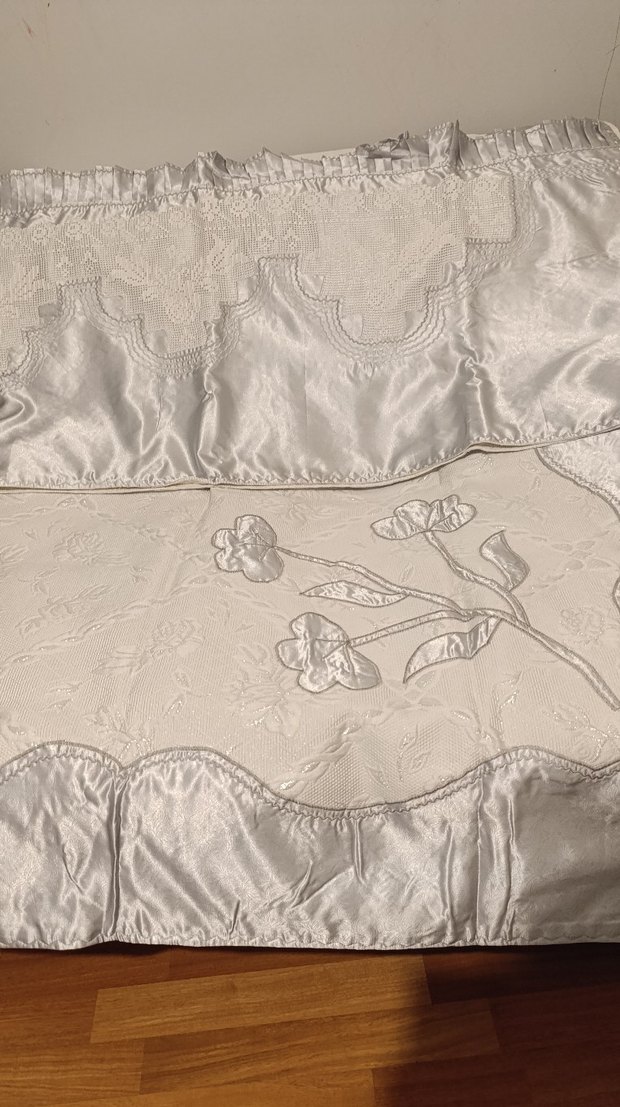 Nakışlı Beyaz Gri Yastık Kılıfı - Görsel 5