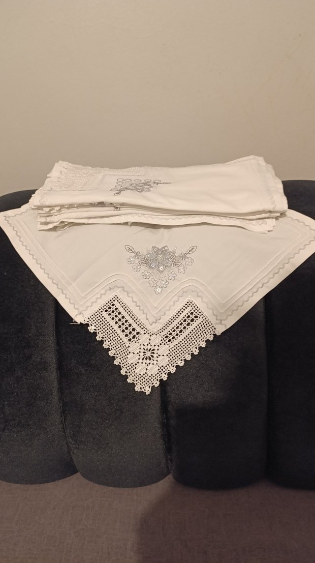 Nakışlı Beyaz Gri Detaylı mutfak takımı - Görsel 4