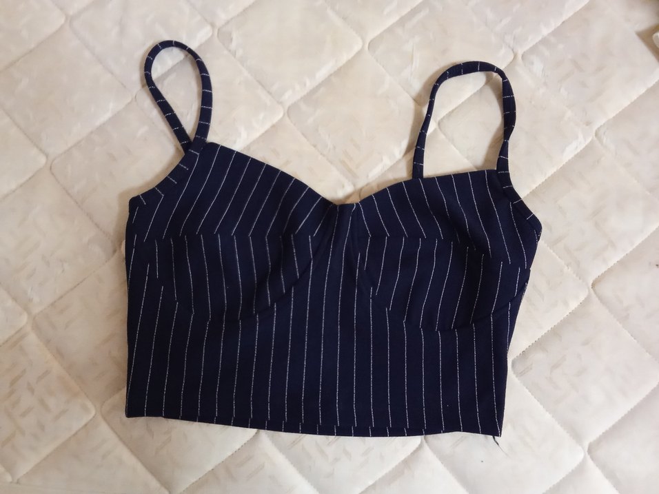 Lacivert Çizgili Kadın Bustiyer - Görsel 2