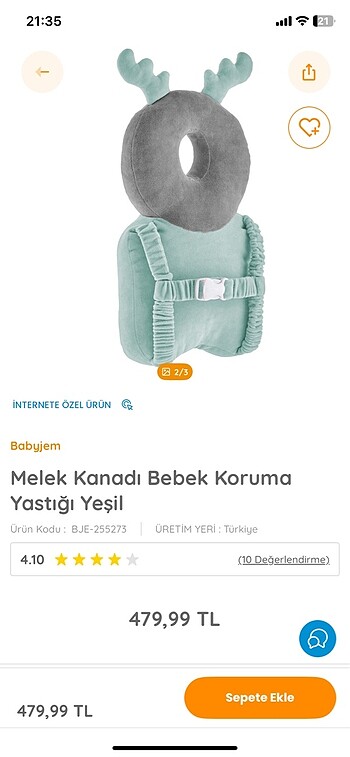 Melek Kanadı Bebek Baş Koruma Yastığı