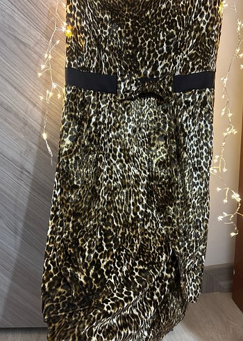 Straplez Leopar Elbise - Görsel 3