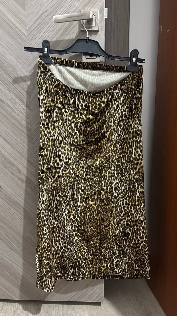 Straplez Leopar Elbise - Görsel 4