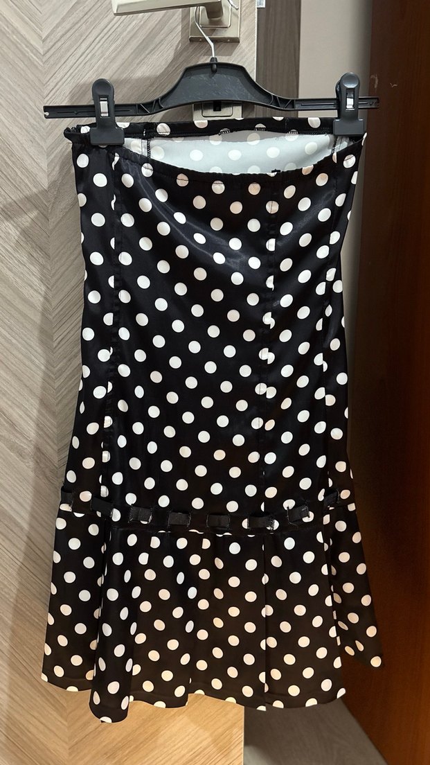 Straplez Puantiyeli Elbise - Görsel 2