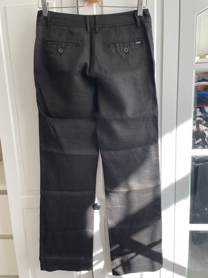 Siyah Kadın keten Kumaş Pantolon - Görsel 4