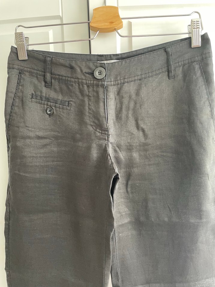 Siyah Kadın keten Kumaş Pantolon - Görsel 2