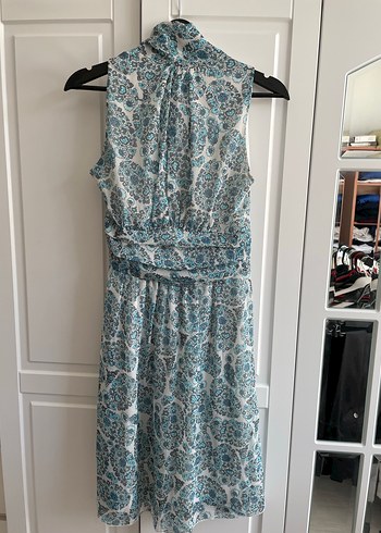 Uzun Drapeli Bohem Halter Yaka Elbise - Görsel 4