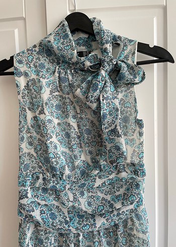 Uzun Drapeli Bohem Halter Yaka Elbise - Görsel 2