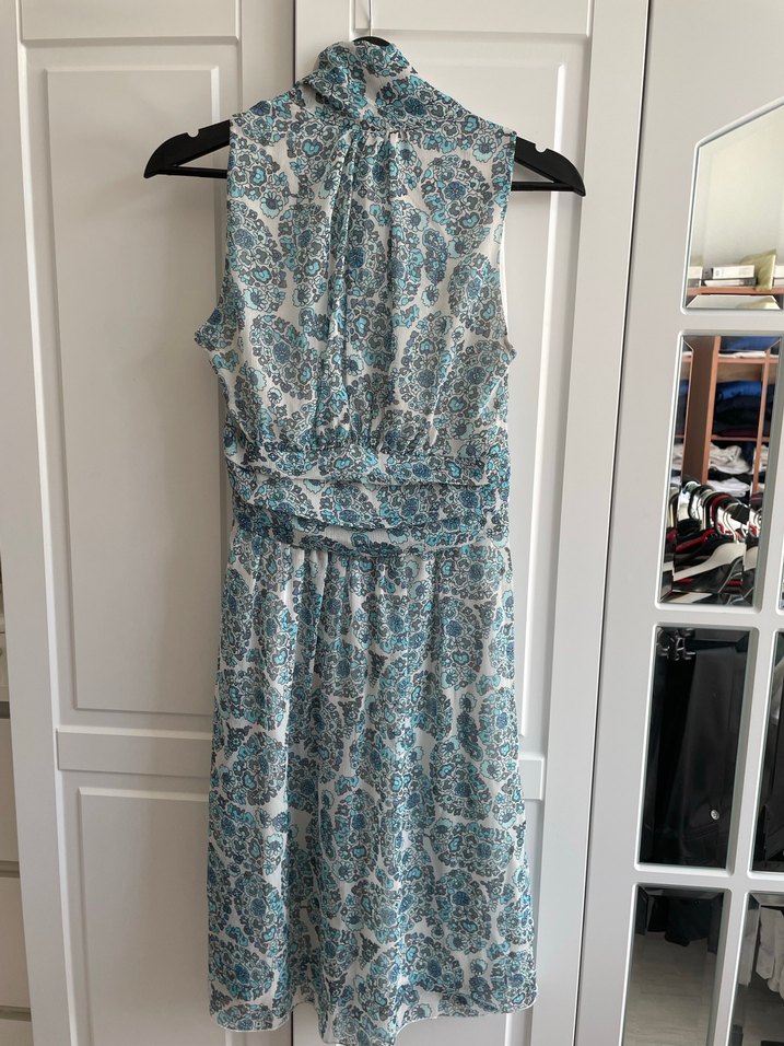 Uzun Drapeli Bohem Halter Yaka Elbise - Görsel 4