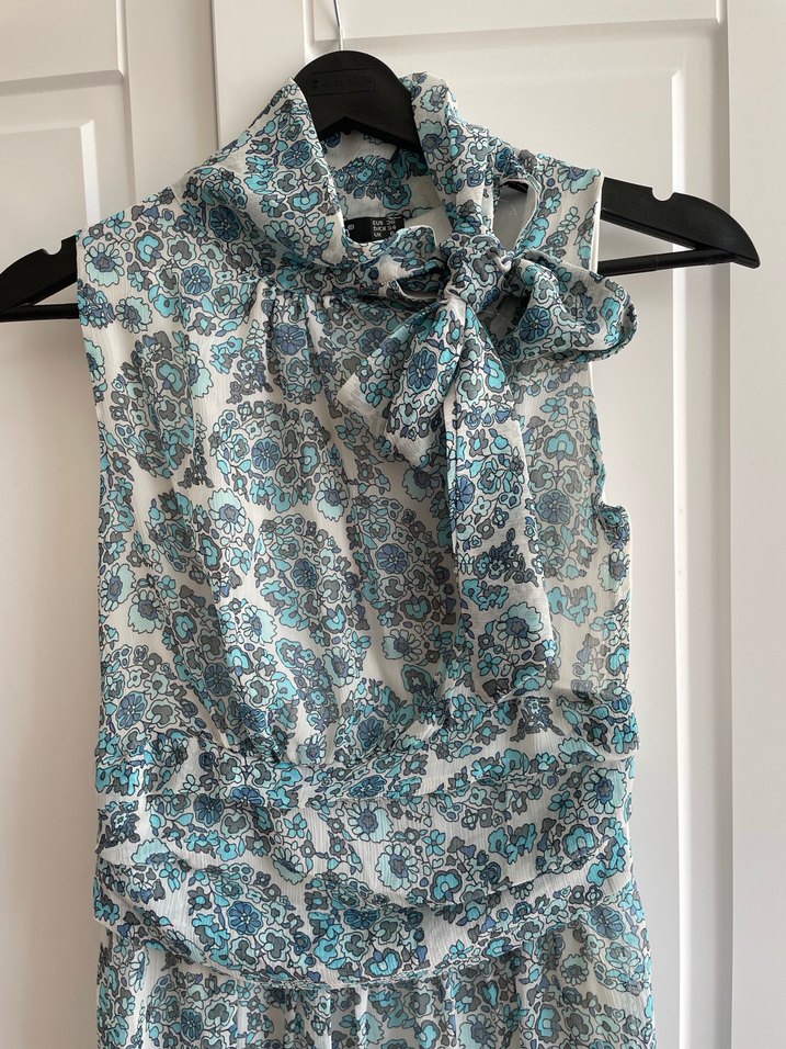 Uzun Drapeli Bohem Halter Yaka Elbise - Görsel 2