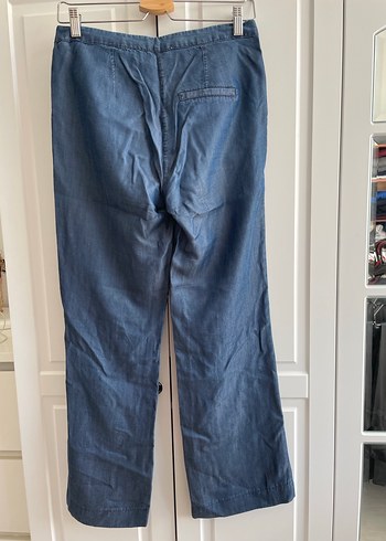 Kadın Lacivert Kemerli Denim Pantolon - Görsel 4