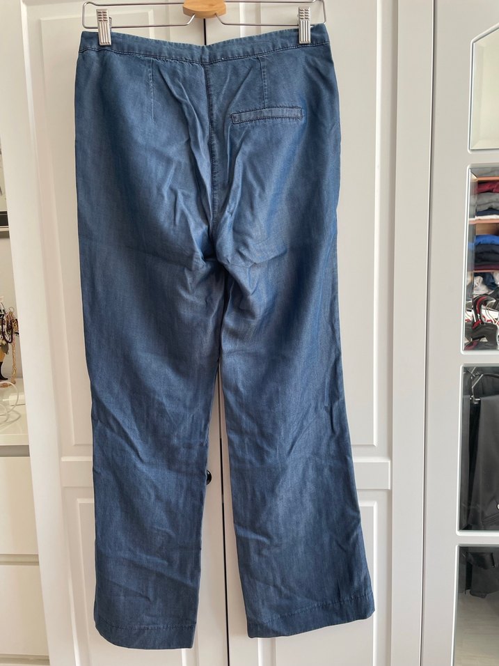Kadın Lacivert Kemerli Denim Pantolon - Görsel 4