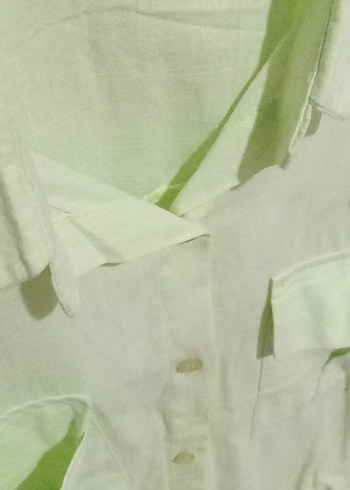 Yeşil Keten Düğmeli Kadın Gömlek - Görsel 5